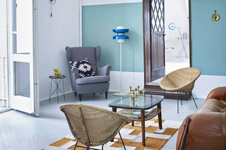 北欧风格公寓客厅藤椅设计图