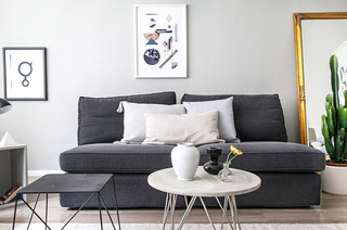 素雅灰色系北欧风 客厅沙发效果图