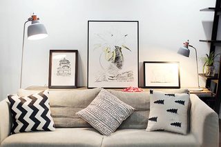 素雅北欧风客厅 沙发照片墙设计图