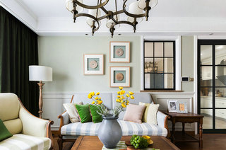 清爽淡绿美式 沙发背景墙设计