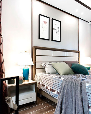 350平中式风格别墅卧室木床设计图