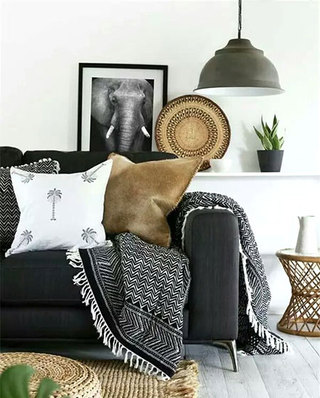 客厅舒适沙发编织毛毯图片