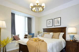 130平美式风格公寓卧室飘窗设计
