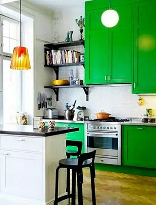 厨房绿色小橱柜设计图