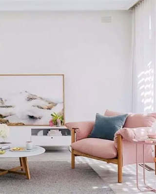 客厅时尚粉色小沙发图片