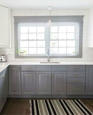 灰色整体厨房橱柜装修设计