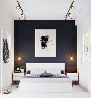 黑白色卧室装修装饰效果图