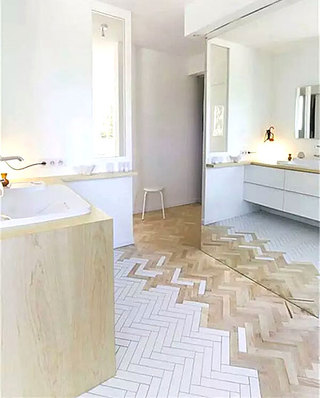 瓷砖木质混搭装修卫生间地板效果图