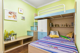 75平简约二居装修儿童房高低床设计
