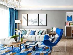89平现代简约风格小三室装修 静谧海洋蓝
