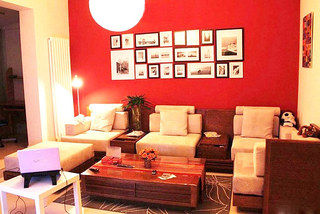 红色客厅沙发背景墙设计图