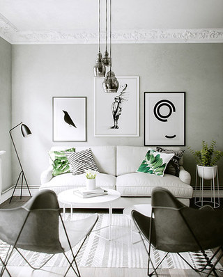 北欧风格单身公寓布艺沙发图片