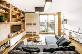 现代风复式单身公寓客厅图