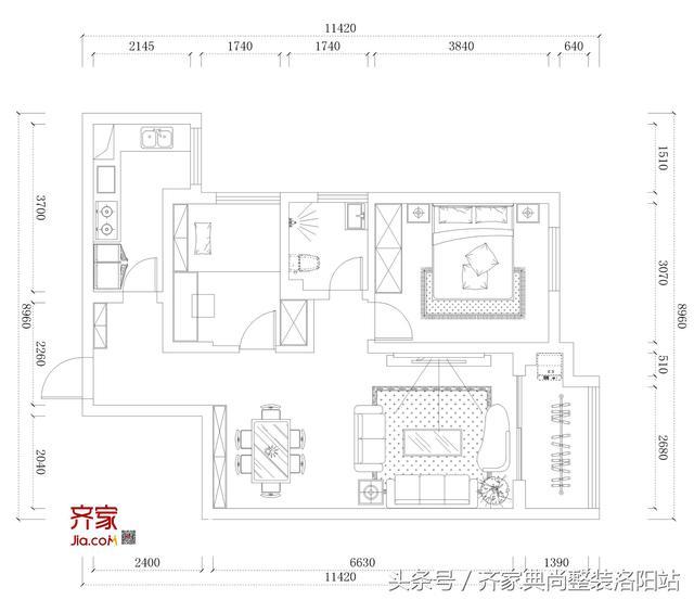 洛阳-保利香槟国际88平现代简约，小户型里的清新