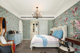 美式风格婚房装修卧室壁纸设计图