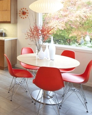 简约风格餐厅红色餐椅图片