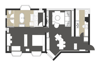 125平北欧风格公寓平面布置图