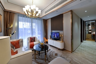 80平法式风格装修客厅窗帘图片