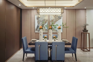 110平新中式风格三居室餐厅吊灯图片