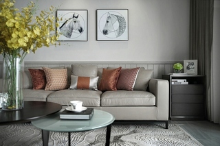 120平北欧风格装修客厅布艺沙发