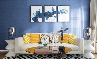 时尚撞色公寓设计沙发背景墙图片