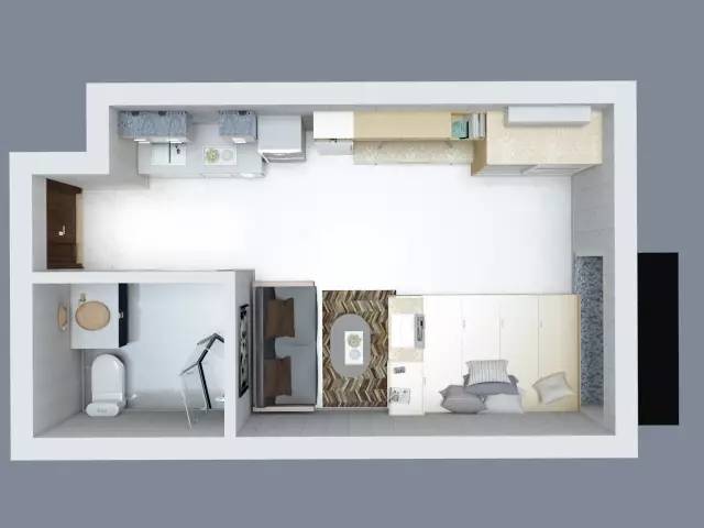 40平长条形单身公寓装修,全屋定制才是最合适的选择!