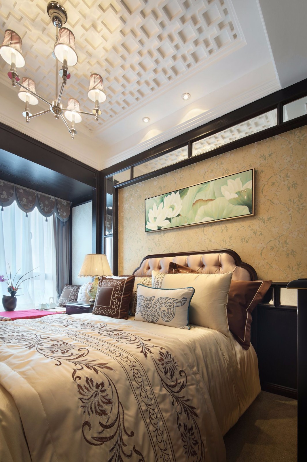 中式古典四居卧室装修效果图