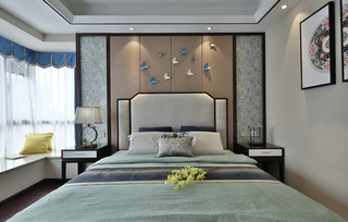 新中式风格床头背景墙装修效果图