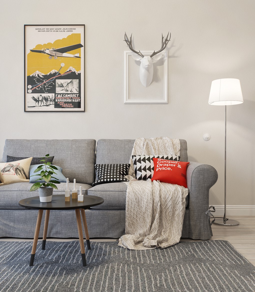 北欧风格二居室公寓装修沙发设计图