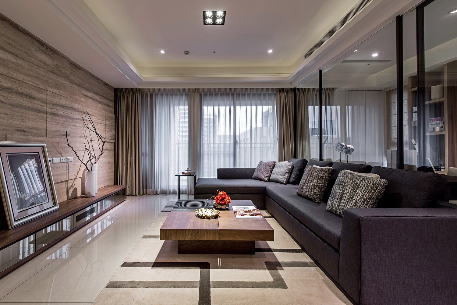四房装修,140平米以上装修,20万以上装修,客厅,现代简约风格,沙发