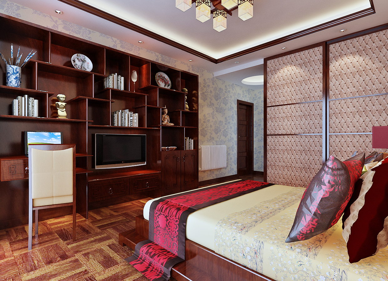 中式古典风格卧室装修效果图
