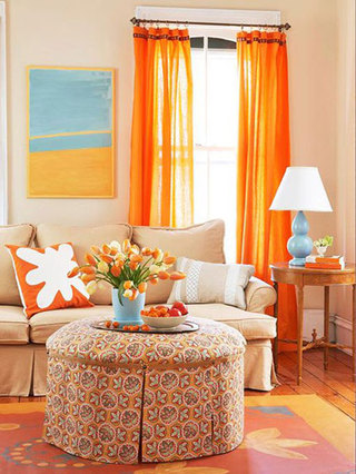 橙色客厅装修布局图