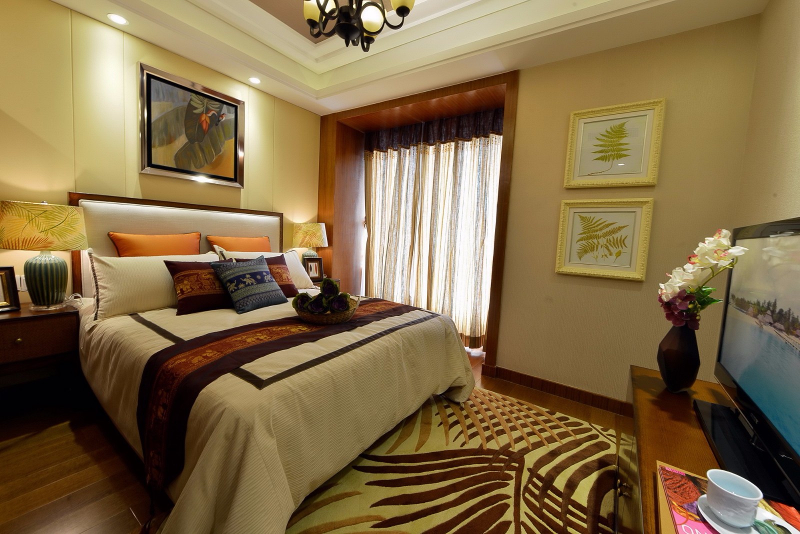 东南亚风格三居卧室装修效果图
