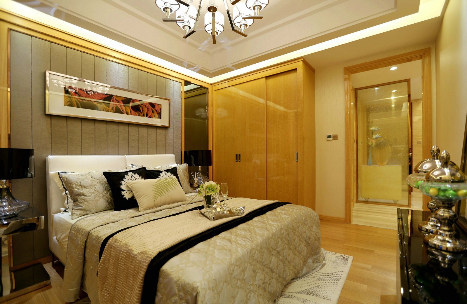 二居室装修,70平米装修,10-15万装修,卧室,现代简约风格,暖色调
