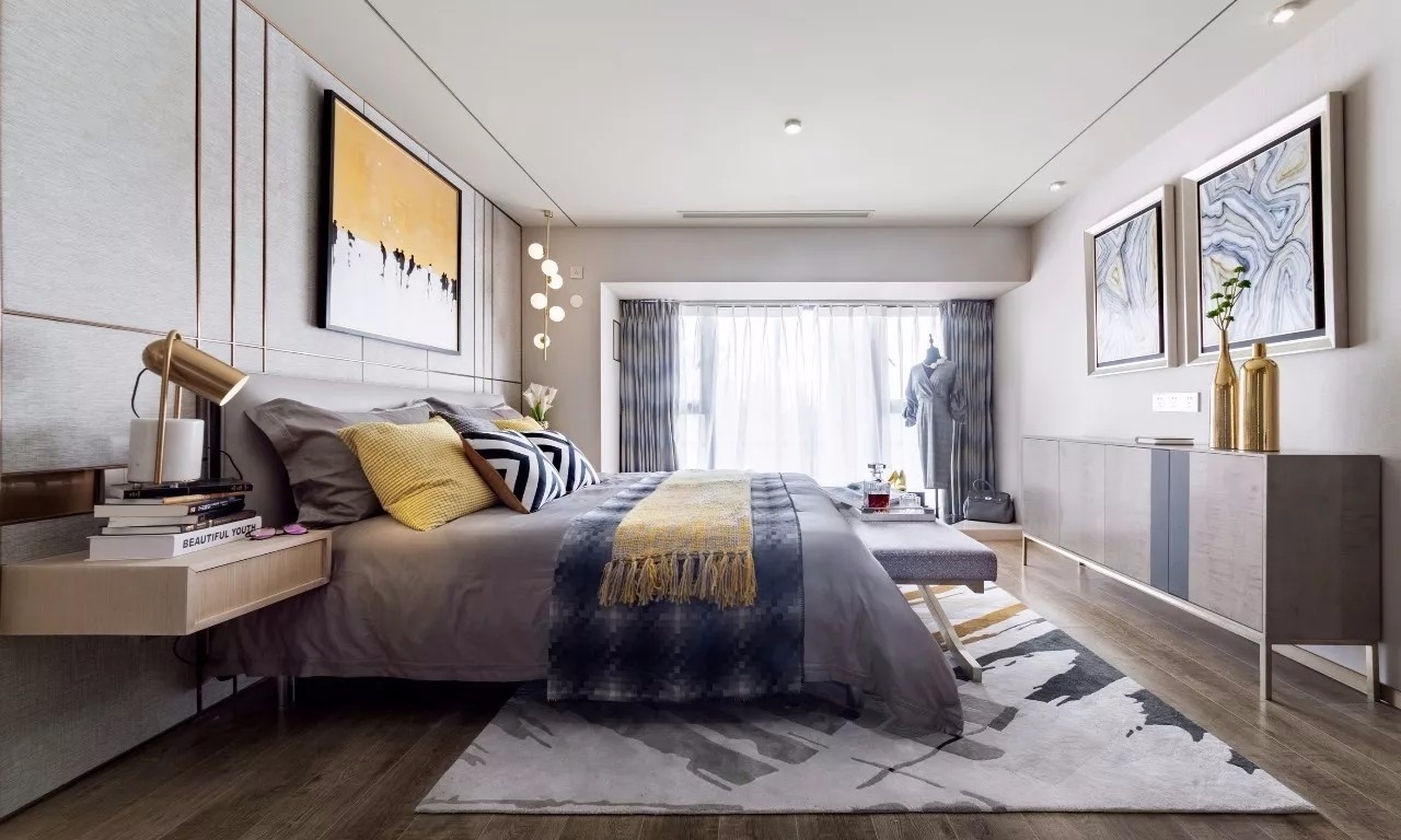 现代简约风格样板房卧室装修效果图