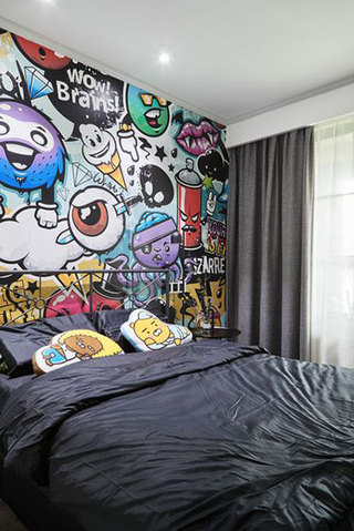 120平方房子创意混搭效果图卧室背景墙图片