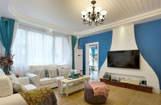地中海风格三居室装修客厅效果图
