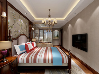 复式古典美式风格卧室装修效果图