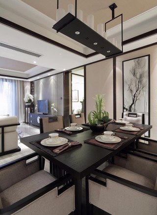 三居室新中式风格餐厅装修效果图