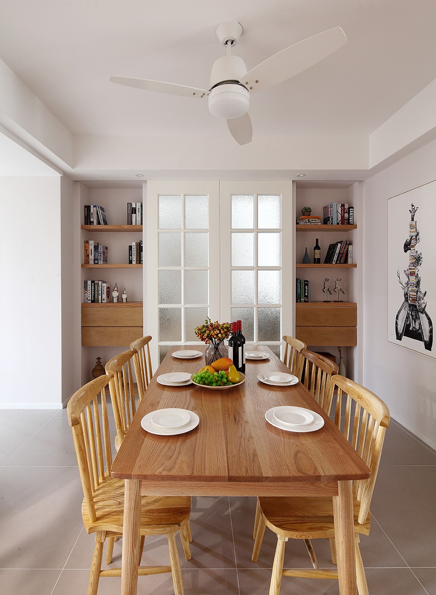 三居室装修,120平米装修,10-15万装修,北欧风格,原木色,餐桌