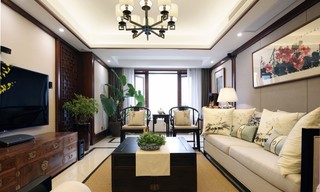 中式风格三居室客厅装修效果图