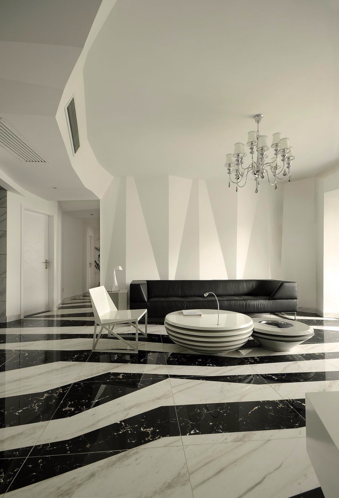 黑白简约现代风格客厅装修效果图