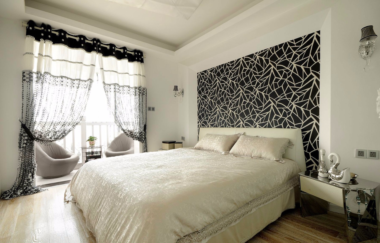 黑白简约现代风格卧室装修效果图