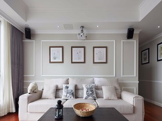 简美风格三居室沙发背景墙装修设计图