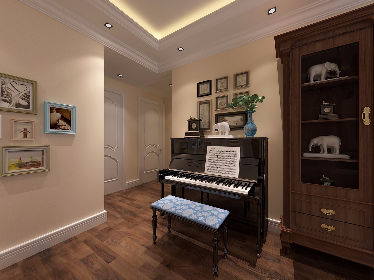 古典风格三居室钢琴区装修效果图