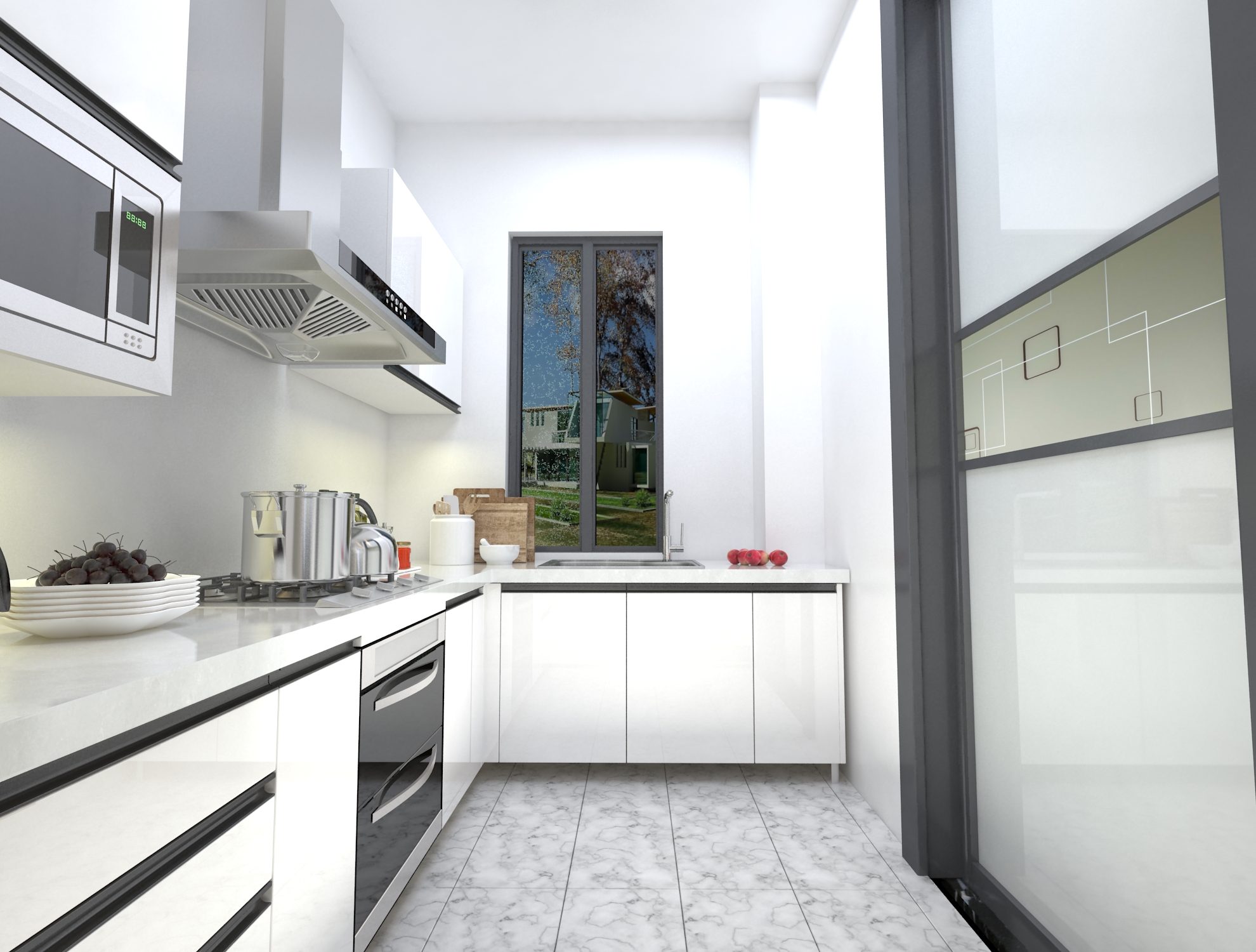 现代风格白色厨房装修效果图