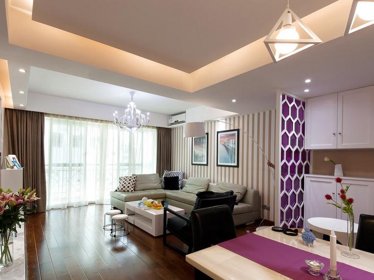 高雅神秘紫 装点105平现代风三居室