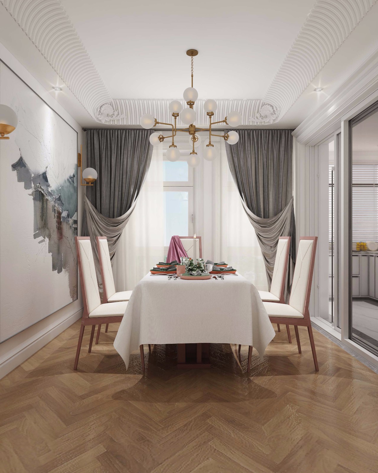 法式空间设计客餐厅 - 效果图交流区-建E室内设计网