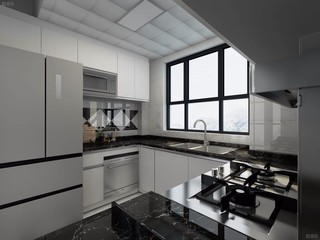 现代风格黑白厨房装修效果图