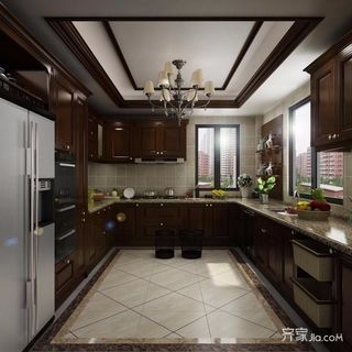 中式风格大户型别墅厨房装修效果图